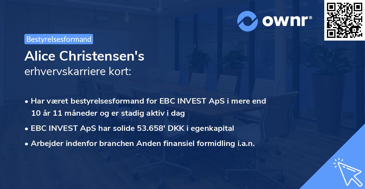 Alice Christensen's erhvervskarriere kort
