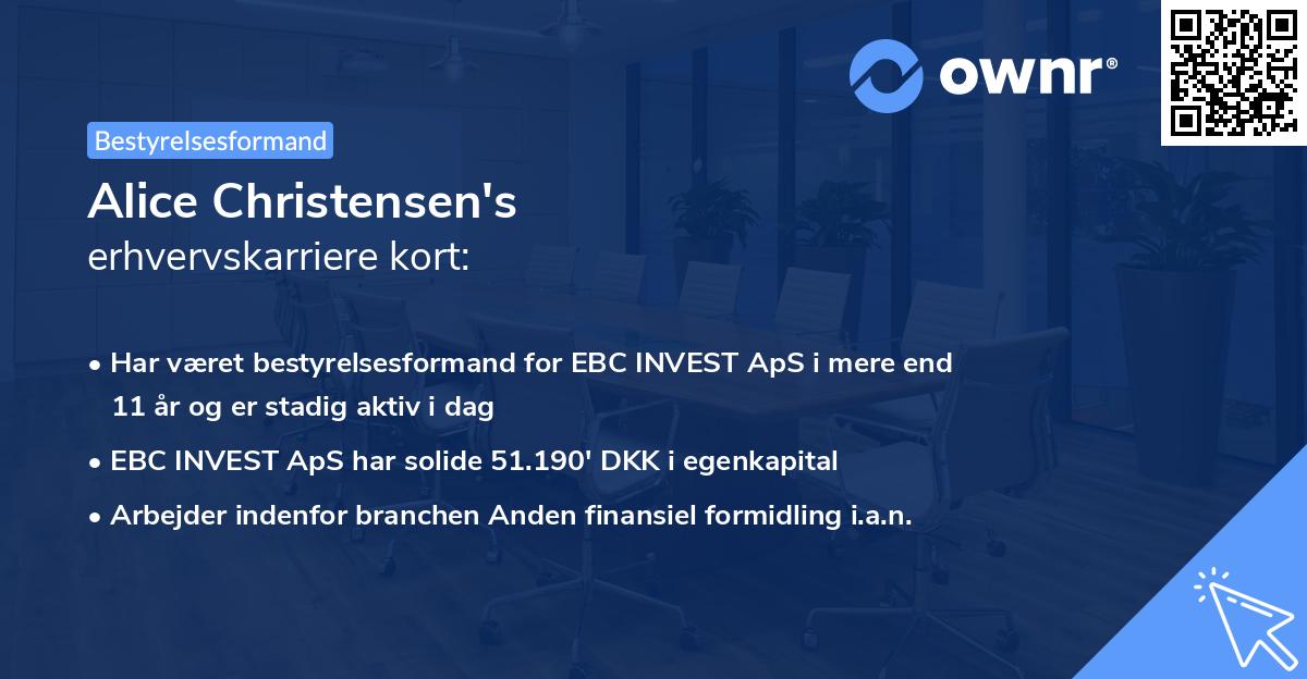 Alice Christensen's erhvervskarriere kort
