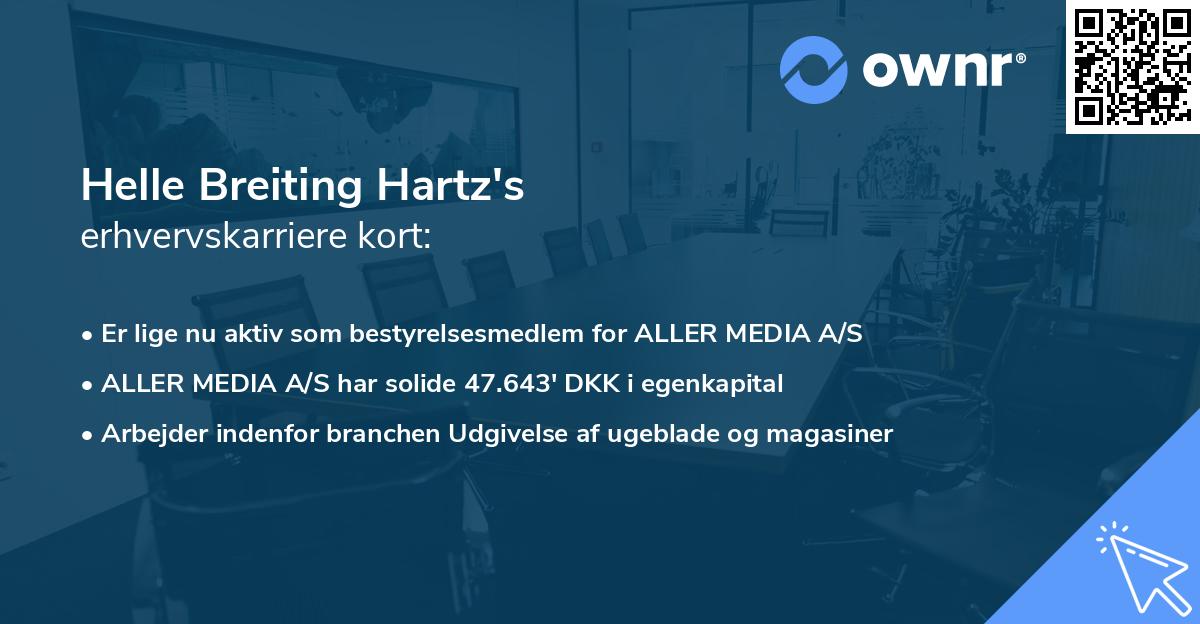 Helle Breiting Hartz's erhvervskarriere kort