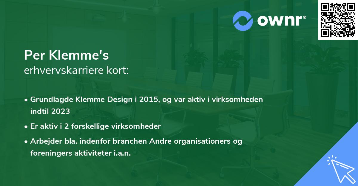 Per Klemme's erhvervskarriere kort