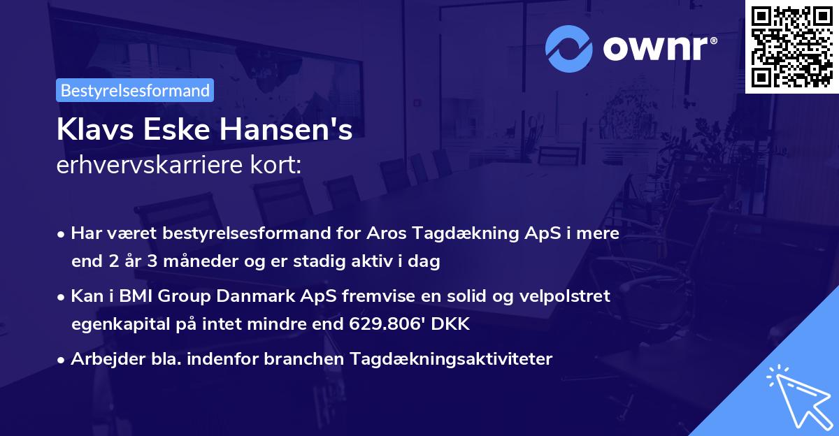 Klavs Eske Hansen's erhvervskarriere kort