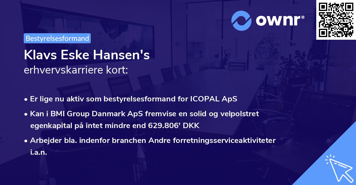 Klavs Eske Hansen's erhvervskarriere kort