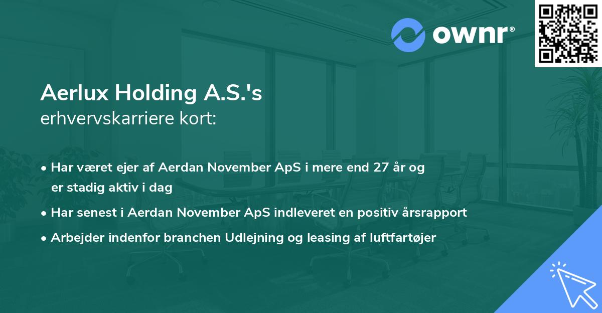 Aerlux Holding A.S.'s erhvervskarriere kort