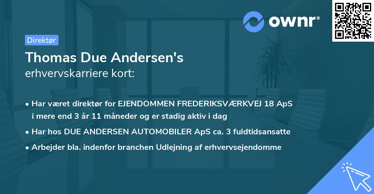 Thomas Due Andersen's erhvervskarriere kort