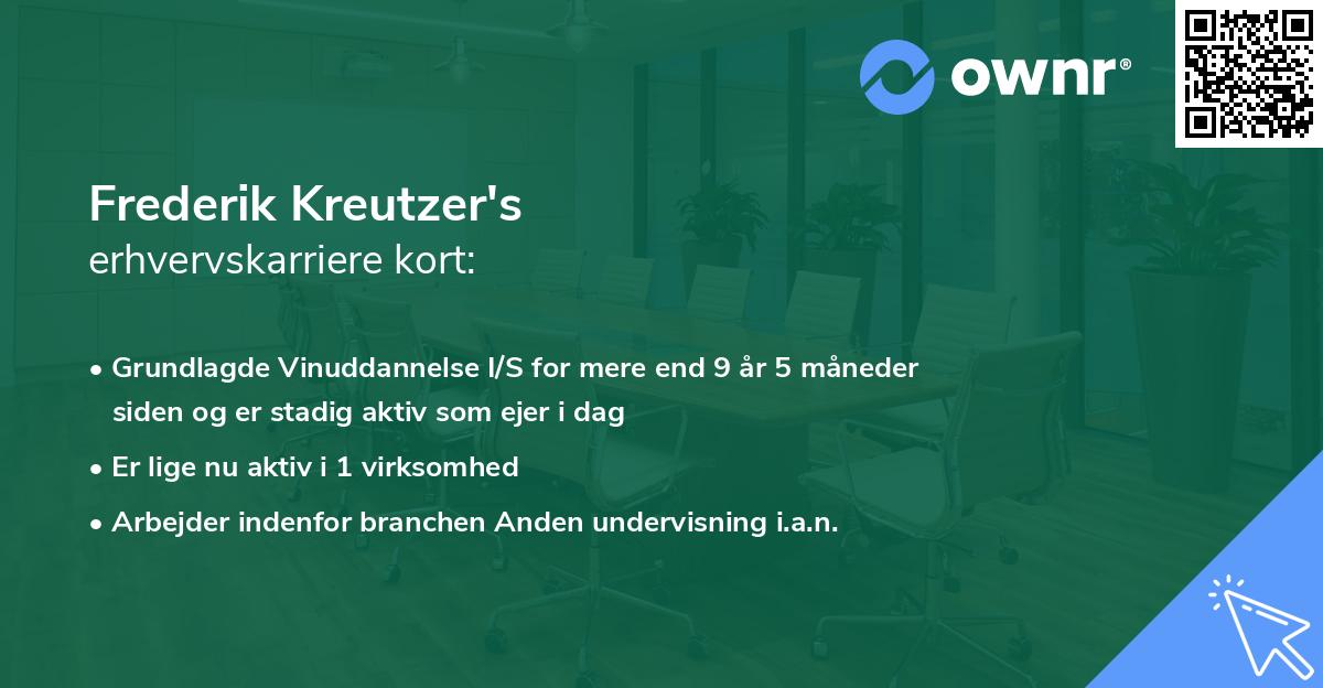 Frederik Kreutzer's erhvervskarriere kort
