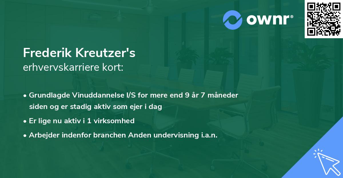 Frederik Kreutzer's erhvervskarriere kort