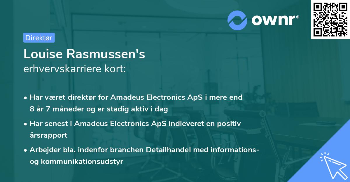Louise Rasmussen's erhvervskarriere kort