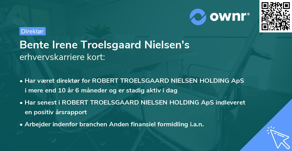 Bente Irene Troelsgaard Nielsen's erhvervskarriere kort