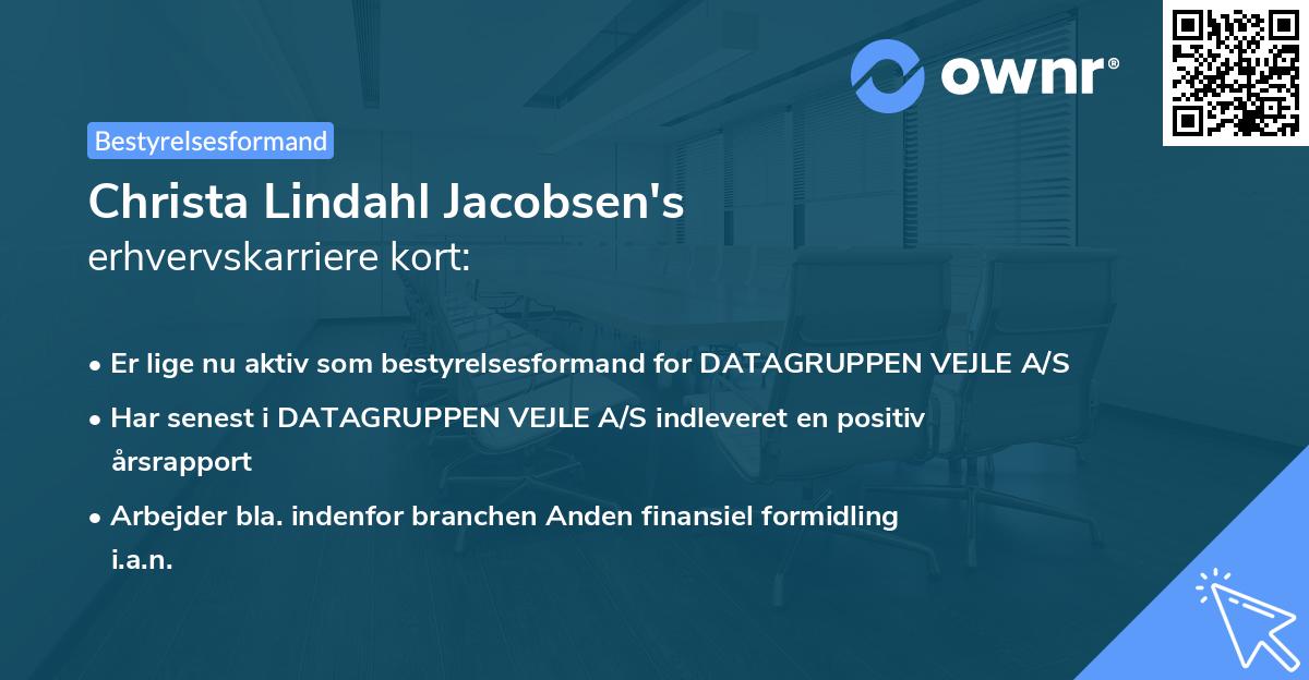 Christa Lindahl Jacobsen's erhvervskarriere kort