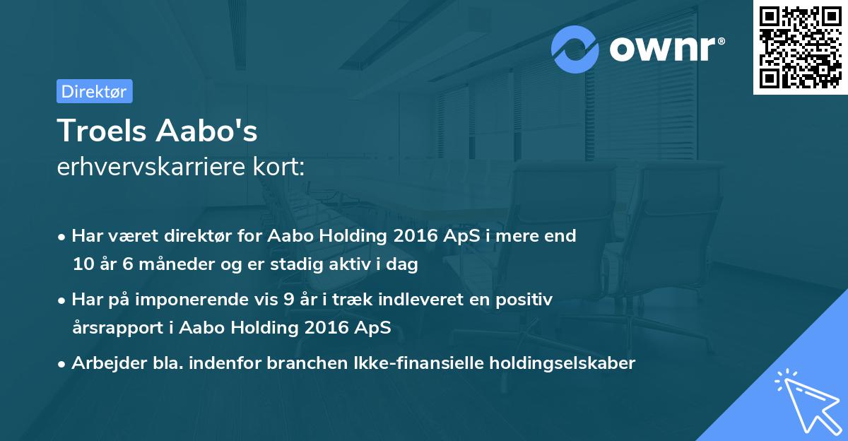 Troels Aabo's erhvervskarriere kort