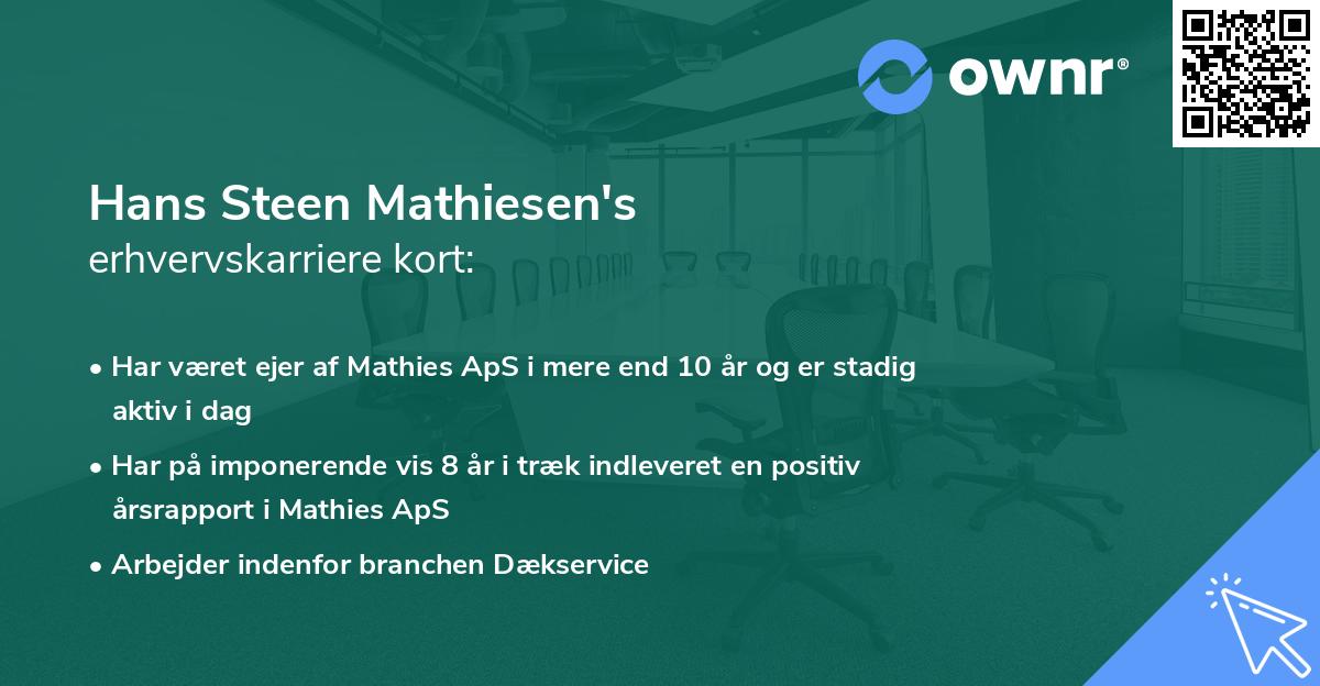 Hans Steen Mathiesen's erhvervskarriere kort