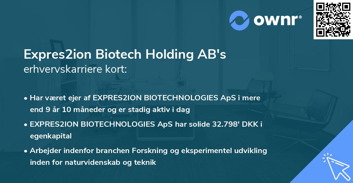 Expres2ion Biotech Holding AB's erhvervskarriere kort