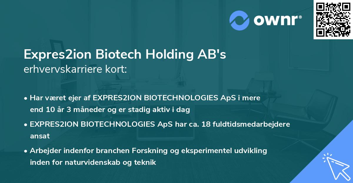 Expres2ion Biotech Holding AB's erhvervskarriere kort