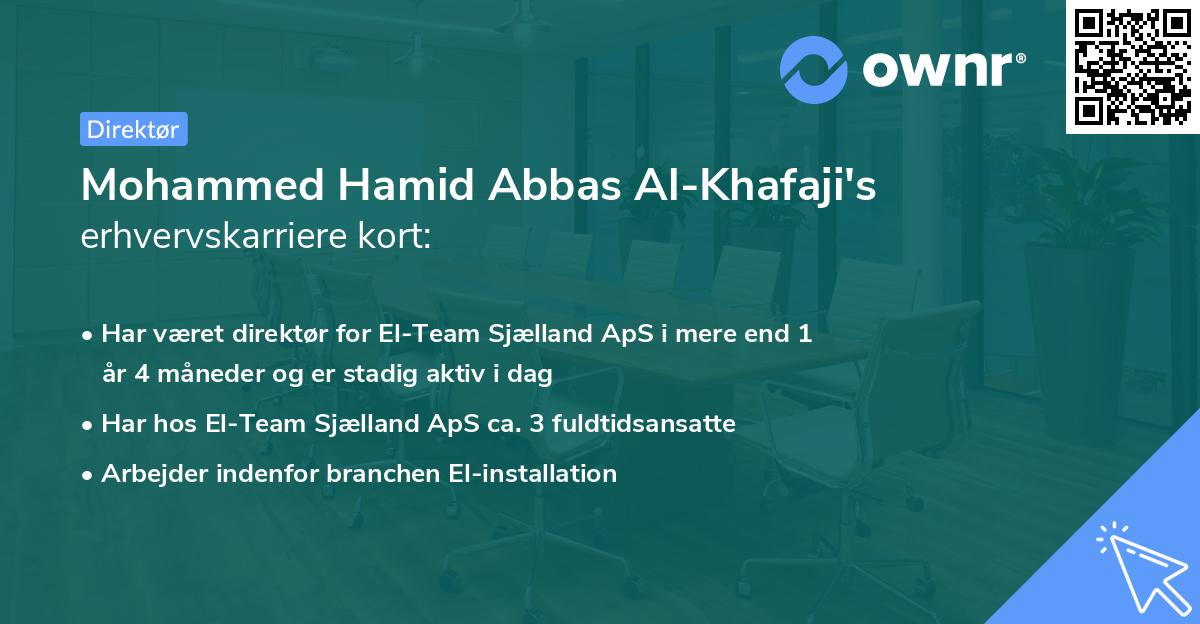 Mohammed Hamid Abbas Al-Khafaji's erhvervskarriere kort