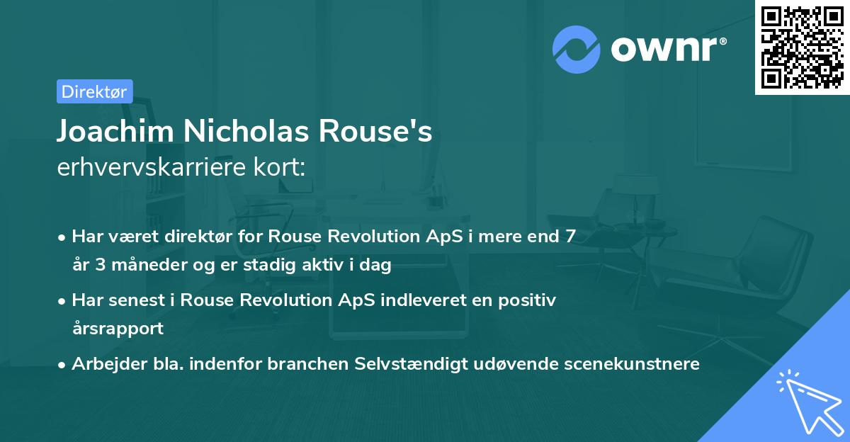 Joachim Nicholas Rouse's erhvervskarriere kort