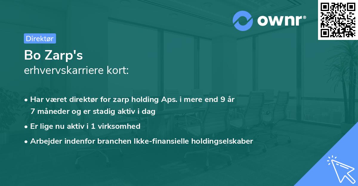 Bo Zarp's erhvervskarriere kort