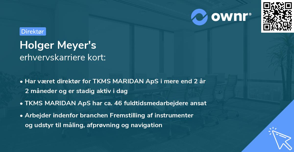 Holger Meyer's erhvervskarriere kort