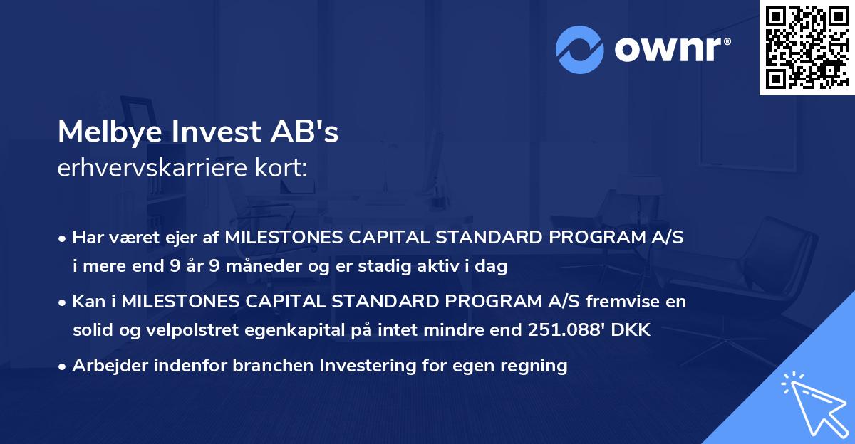 Melbye Invest AB's erhvervskarriere kort