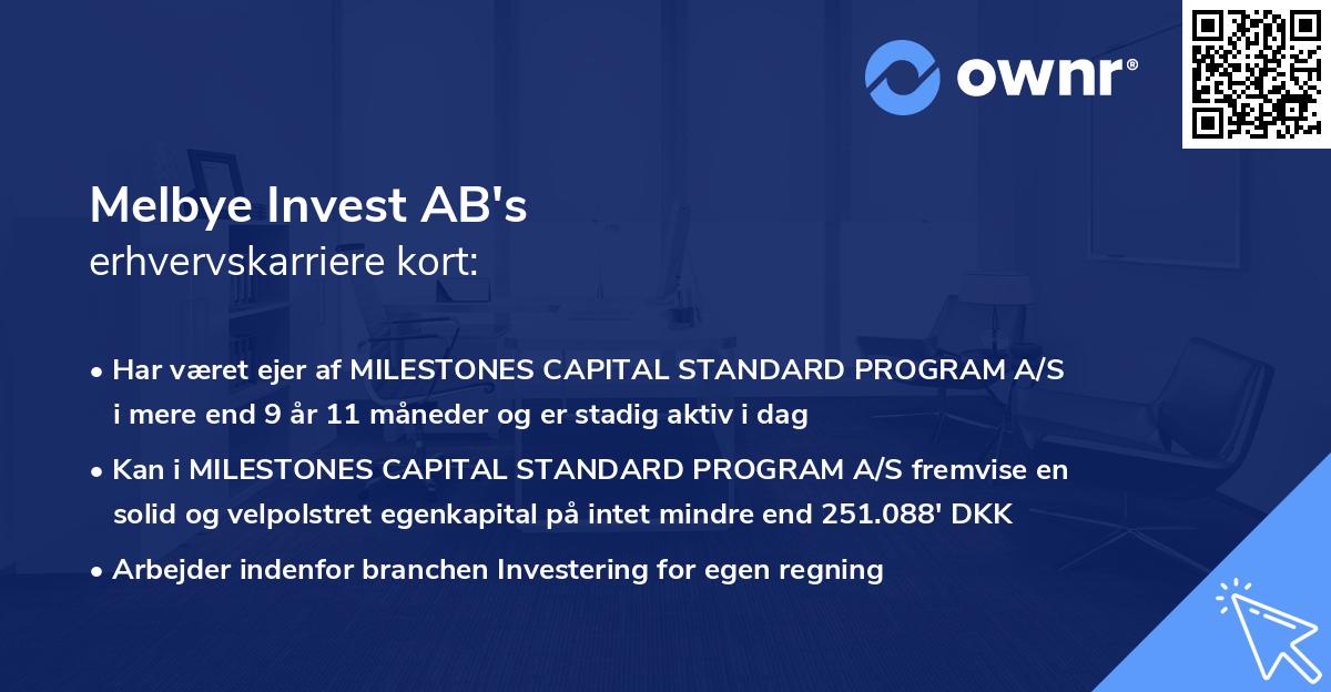 Melbye Invest AB's erhvervskarriere kort