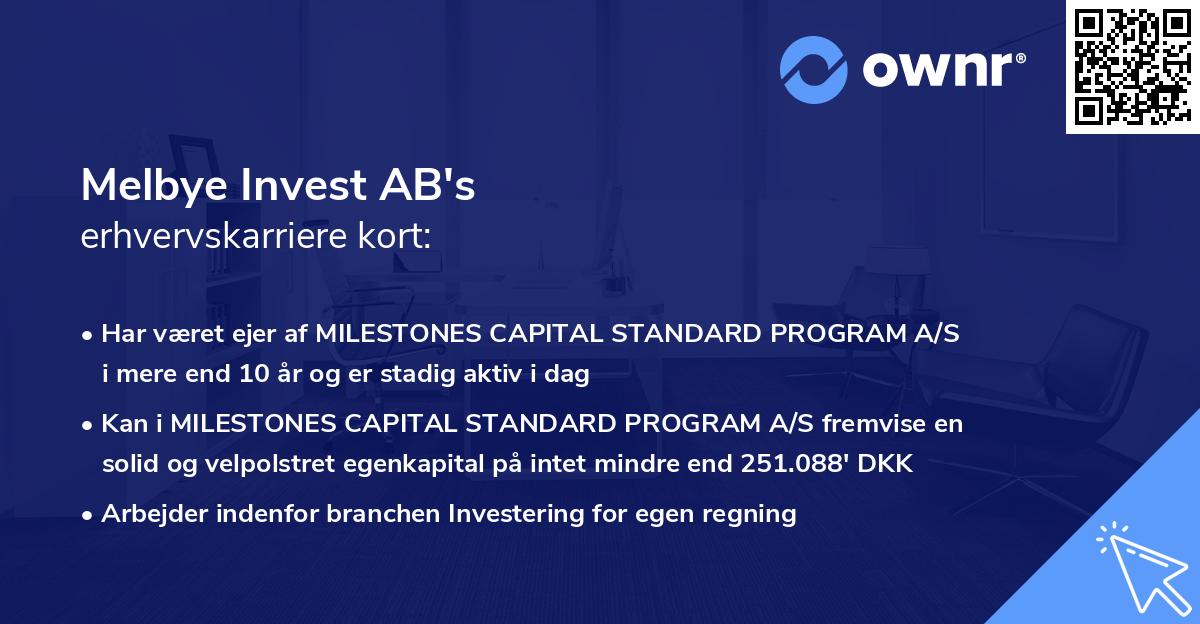 Melbye Invest AB's erhvervskarriere kort