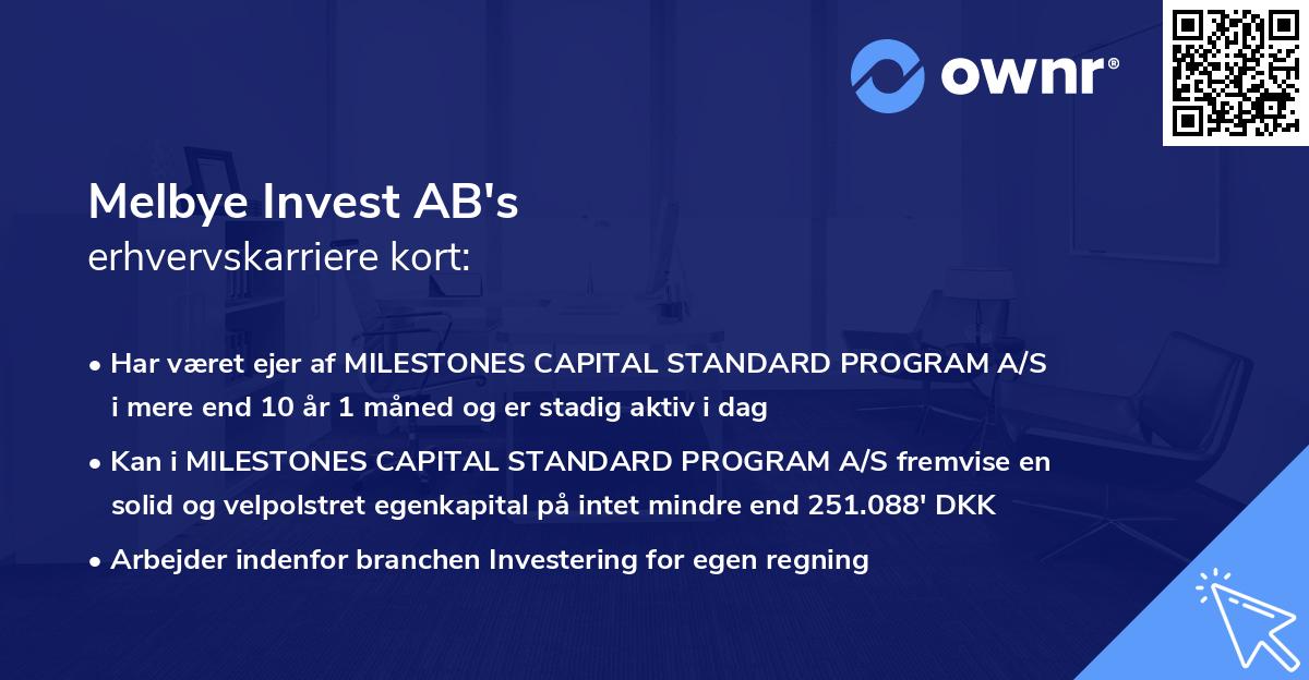 Melbye Invest AB's erhvervskarriere kort