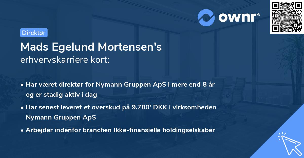 Mads Egelund Mortensen's erhvervskarriere kort
