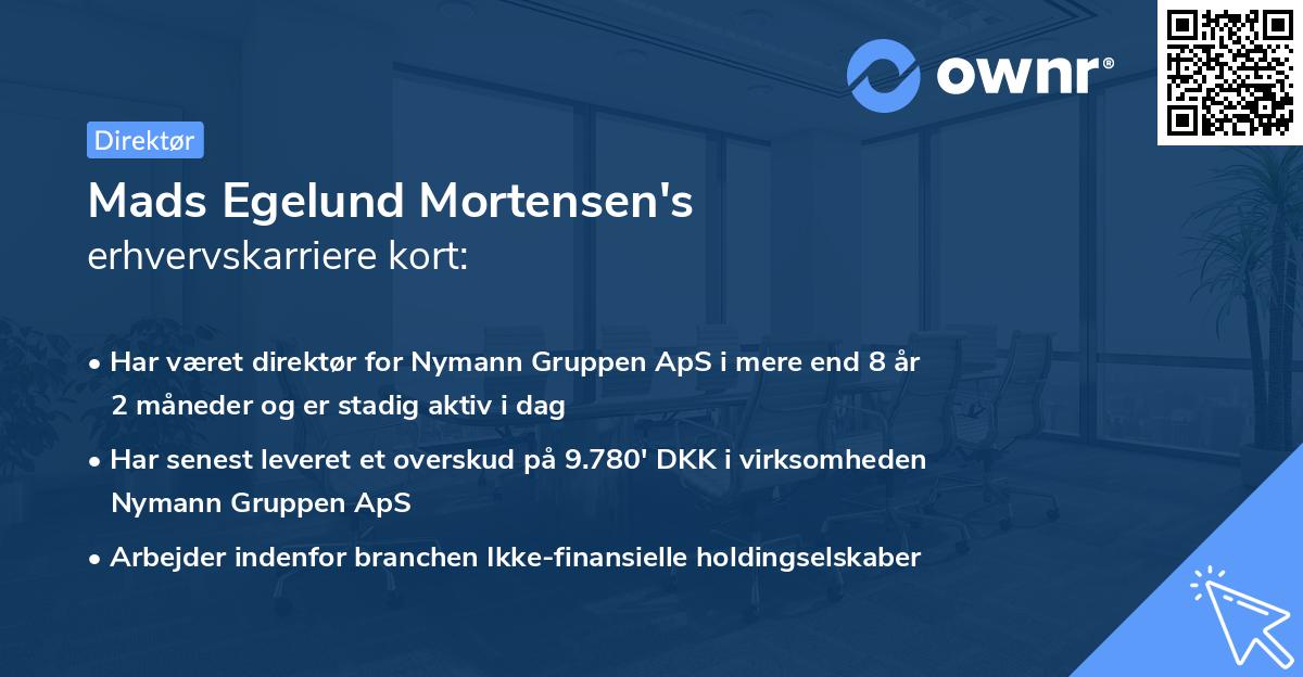 Mads Egelund Mortensen's erhvervskarriere kort