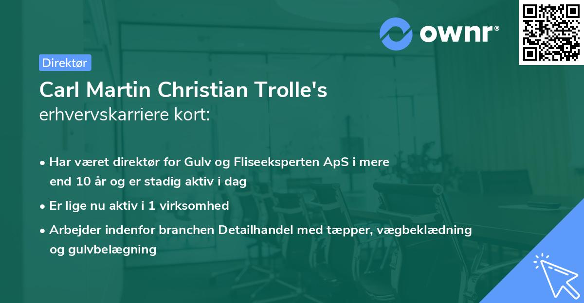 Carl Martin Christian Trolle's erhvervskarriere kort