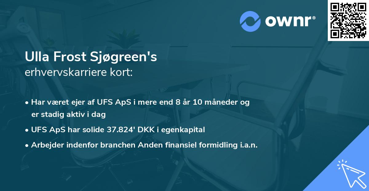 Ulla Frost Sjøgreen's erhvervskarriere kort