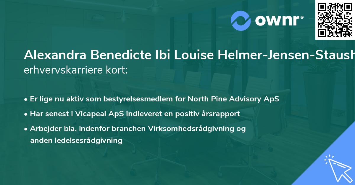 Alexandra Benedicte Ibi Louise Helmer-Jensen-Stausholm's erhvervskarriere kort