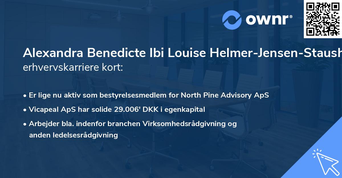 Alexandra Benedicte Ibi Louise Helmer-Jensen-Stausholm's erhvervskarriere kort