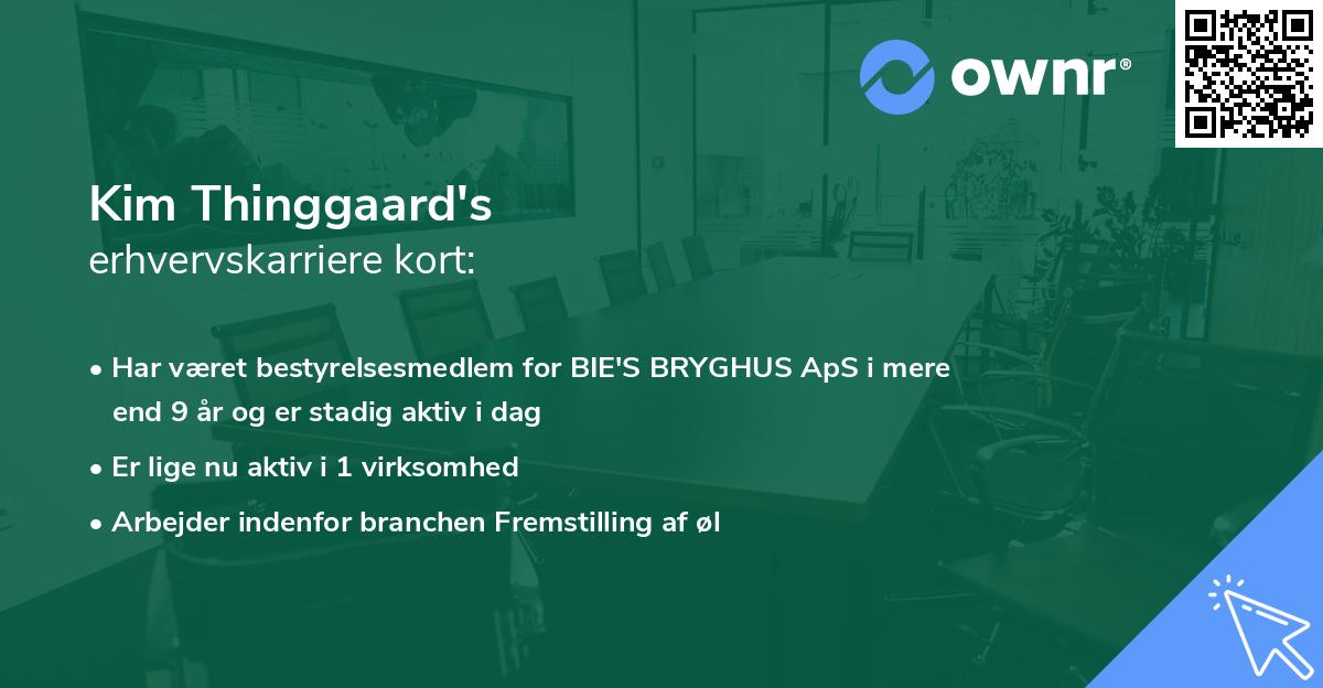 Kim Thinggaard's erhvervskarriere kort