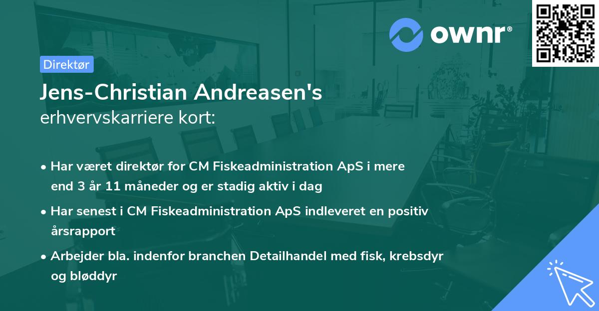 Jens-Christian Andreasen's erhvervskarriere kort