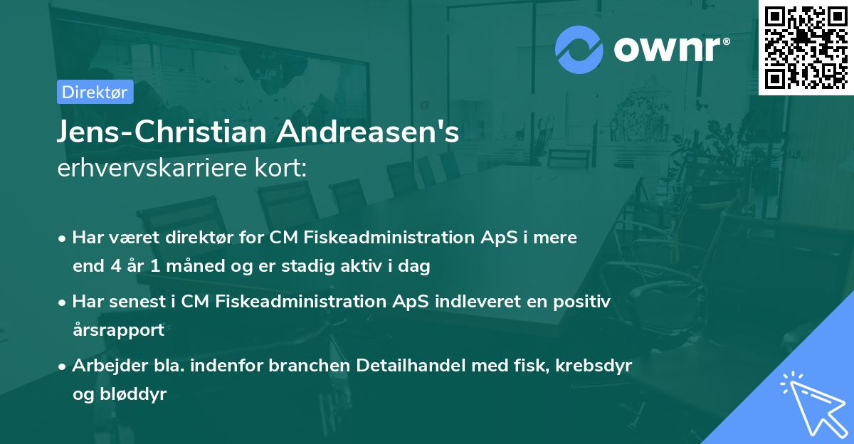 Jens-Christian Andreasen's erhvervskarriere kort