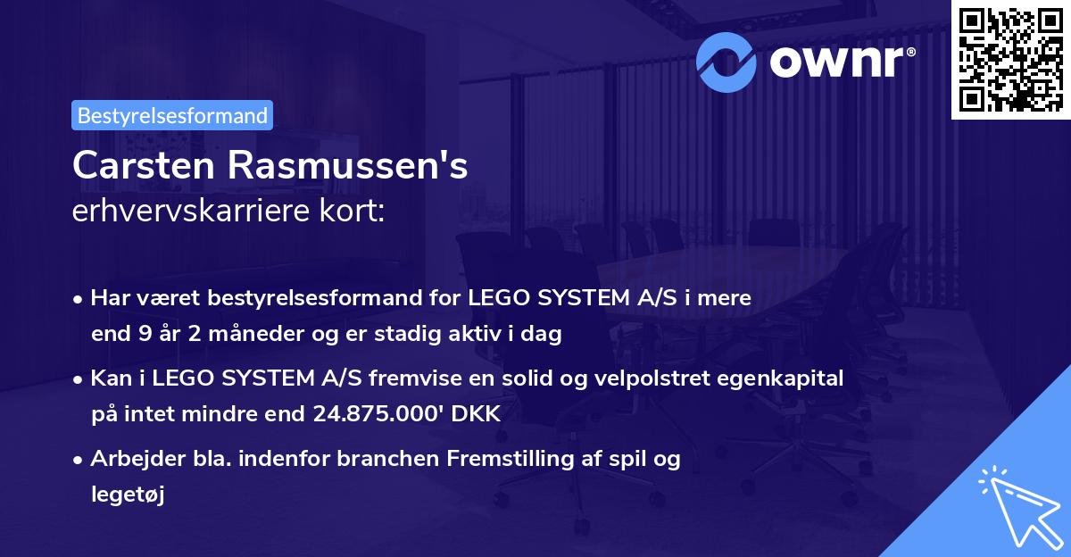 Carsten Rasmussen's erhvervskarriere kort