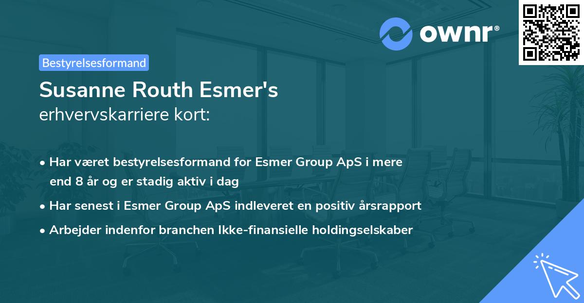 Susanne Routh Esmer's erhvervskarriere kort