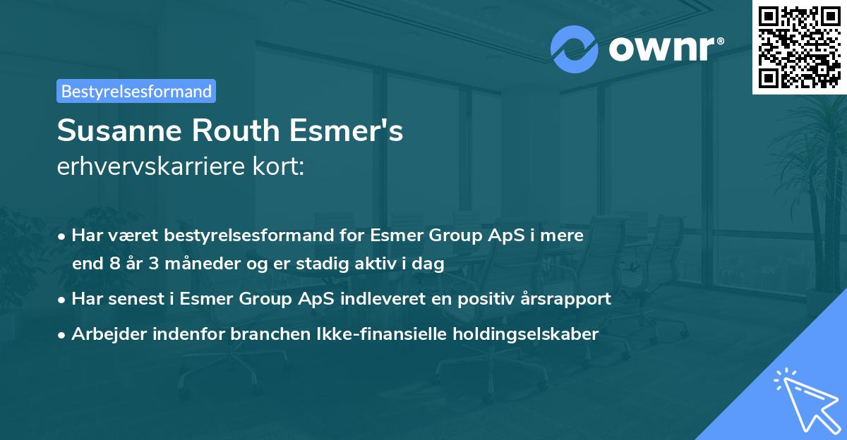 Susanne Routh Esmer's erhvervskarriere kort