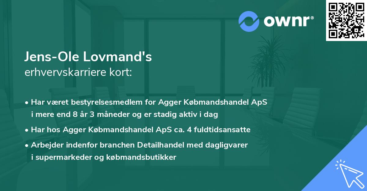 Jens-Ole Lovmand's erhvervskarriere kort
