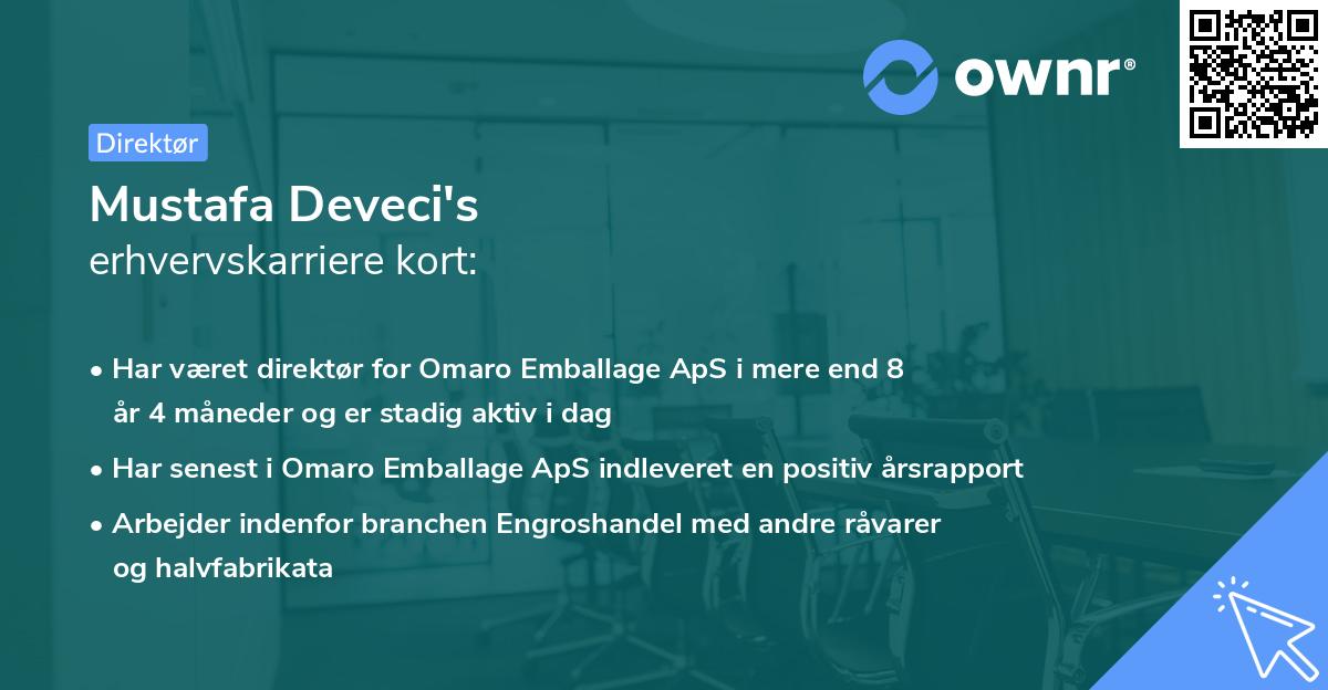 Mustafa Deveci's erhvervskarriere kort