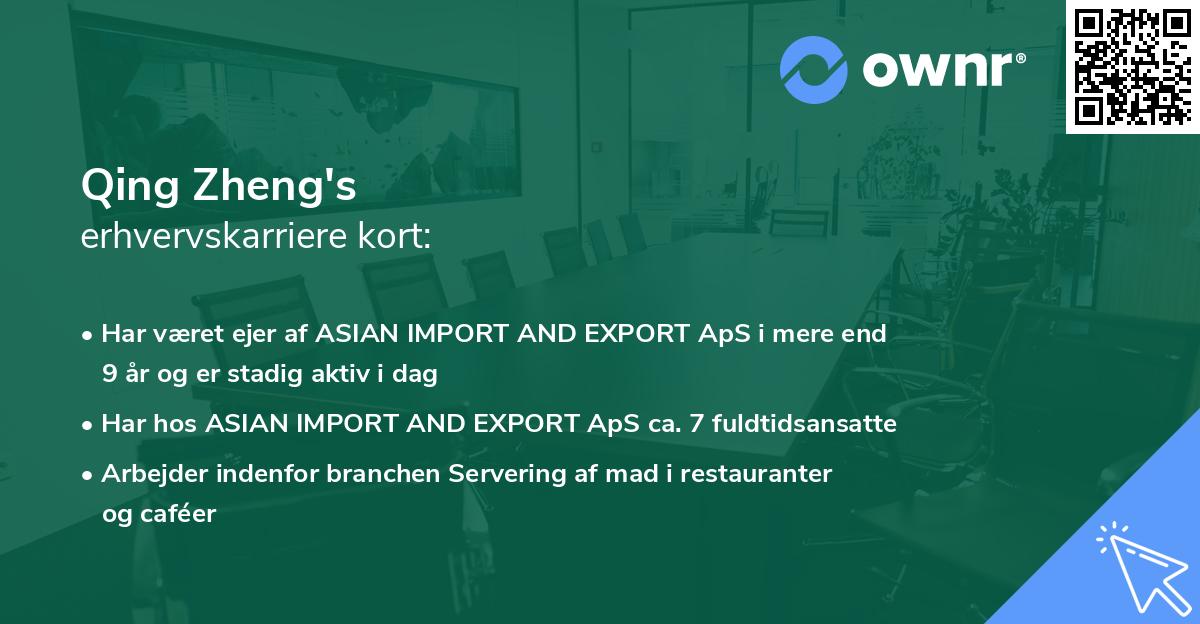 Qing Zheng's erhvervskarriere kort