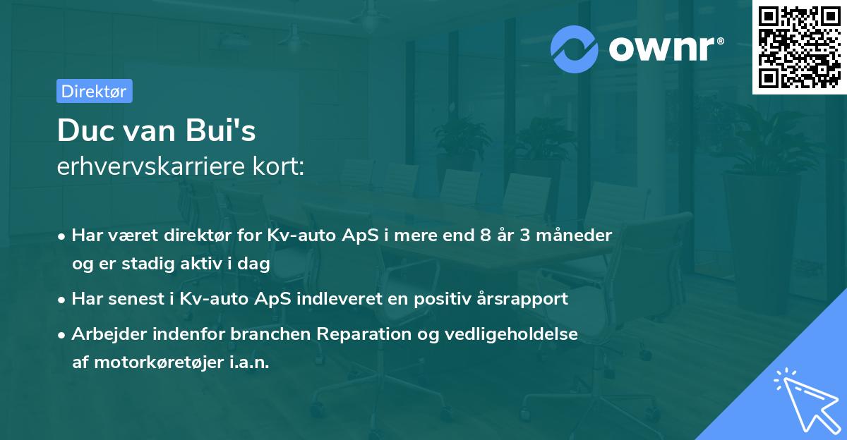 Duc van Bui's erhvervskarriere kort