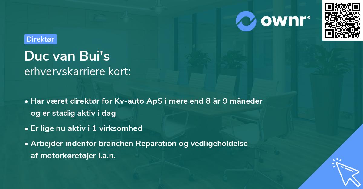 Duc van Bui's erhvervskarriere kort