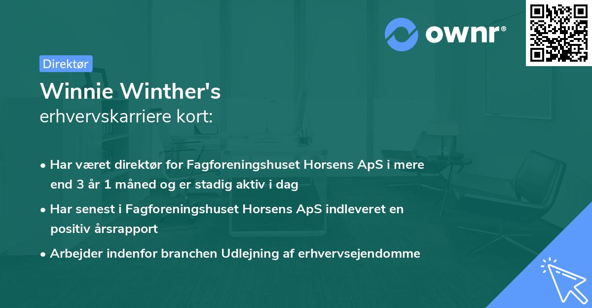 Winnie Winther's erhvervskarriere kort