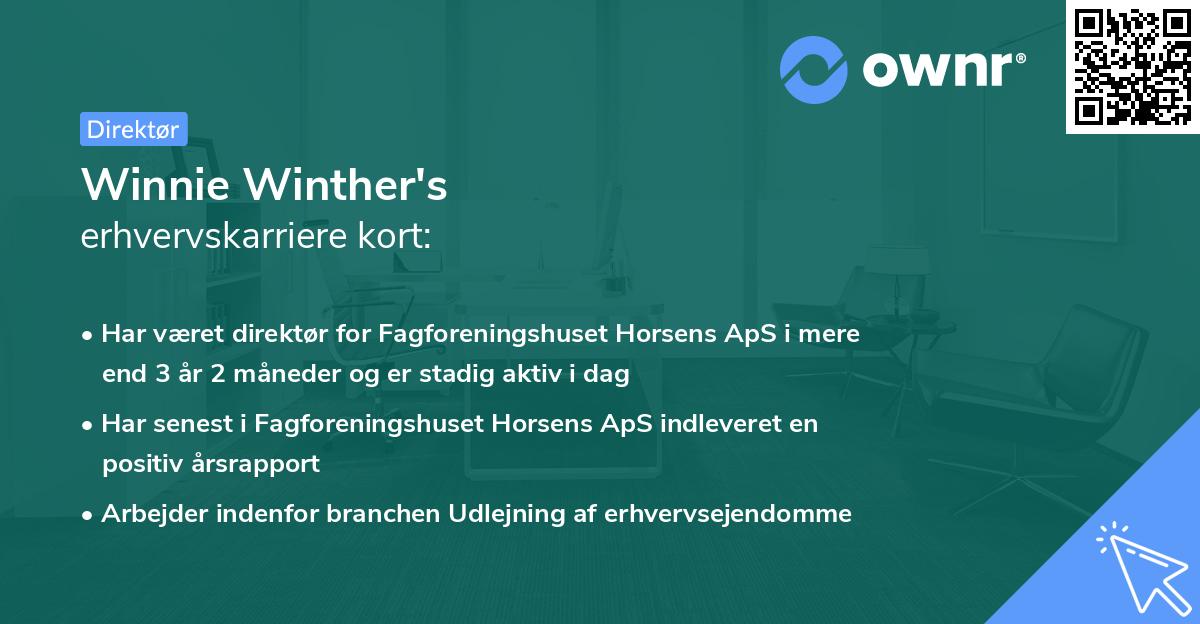 Winnie Winther's erhvervskarriere kort