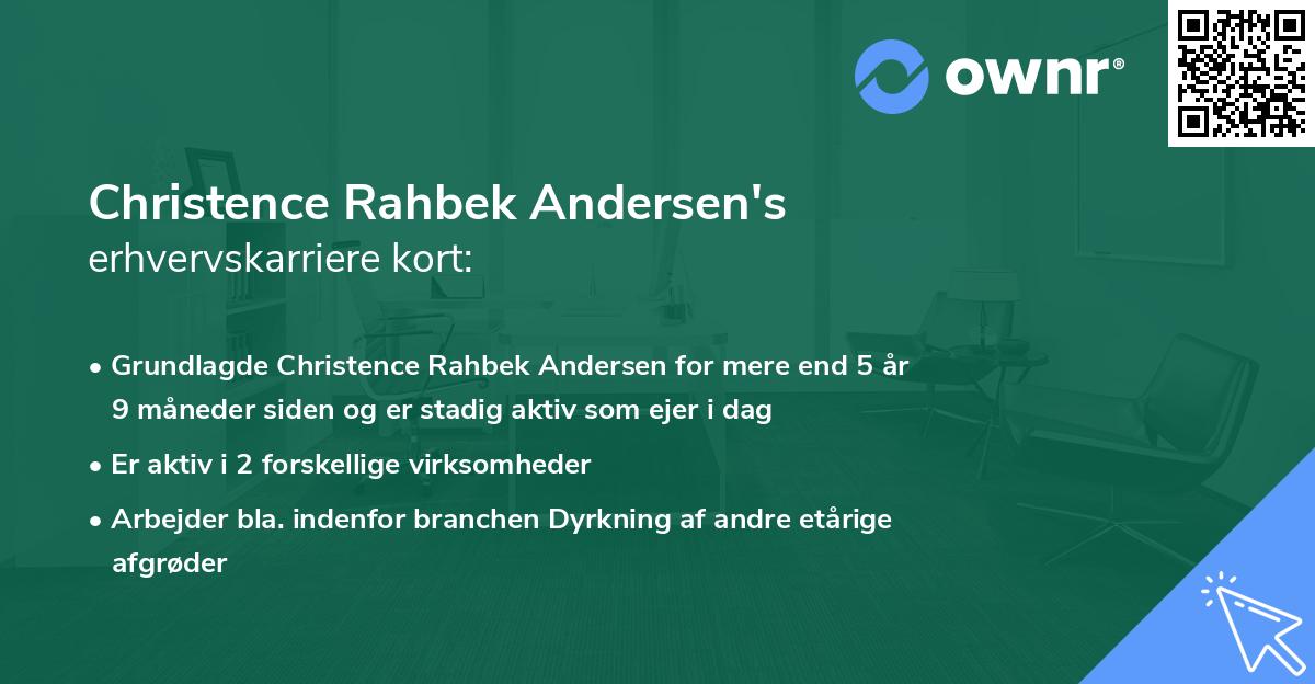 Christence Rahbek Andersen's erhvervskarriere kort