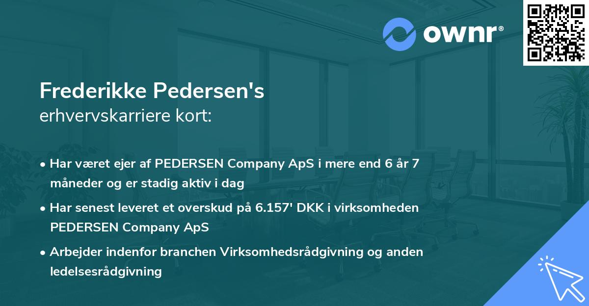 Frederikke Pedersen's erhvervskarriere kort