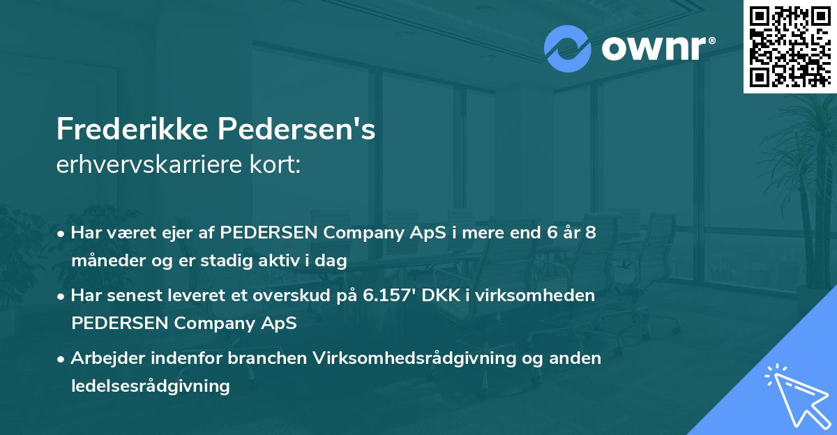 Frederikke Pedersen's erhvervskarriere kort