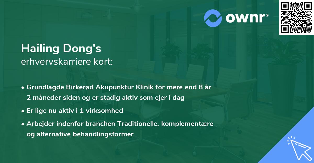 Hailing Dong's erhvervskarriere kort