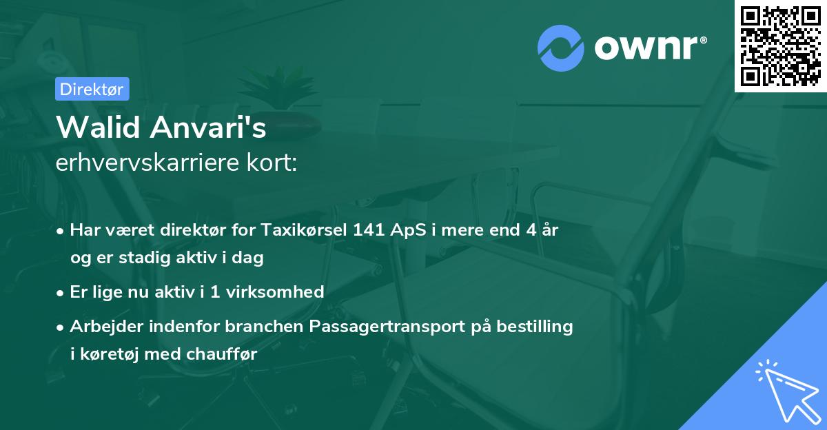 Walid Anvari's erhvervskarriere kort