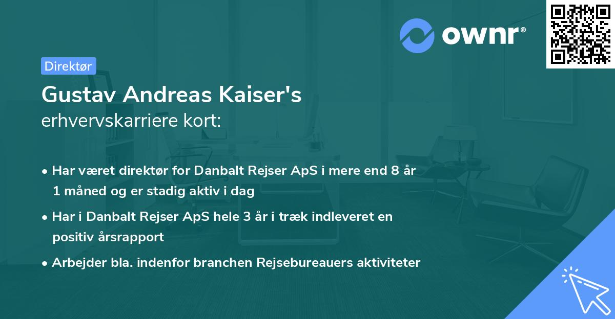 Gustav Andreas Kaiser's erhvervskarriere kort